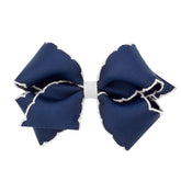 Wee Ones girls classic grosgrain moonstitch bow, front view adds polished finish to outfits
