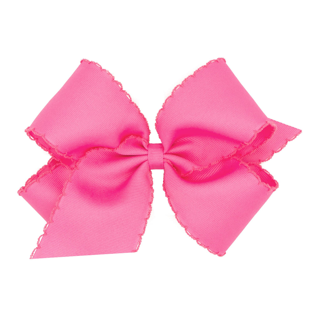 Wee Ones classic grosgrain Moonstitch edge bow on WeeStay clip, front view for everyday wear.