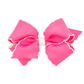 Wee Ones bow on WeeStay clip, hot pink with white contrast edge for secure daywear.