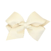 Wee Ones antique white bow with scalloped velvet for versatile everyday wear.