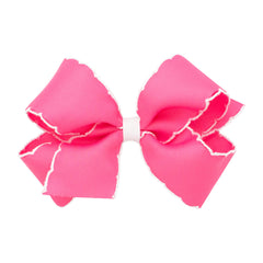 Wee Ones girls' moonstitch edge bow on WeeStay clip adds vibrant color for playful, secure everyday hairstyles