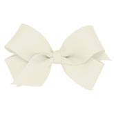 Wee Ones mini classic grosgrain bow on WeeStay clip in antique white keeps hair in place.