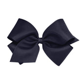 Wee Ones plain wrap navy bow on a classic grosgrain ribbon for everyday outfits