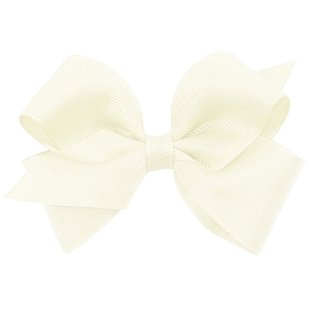 Wee Ones antique white grosgrain bow with secure no-slip clip for all-day wear.