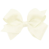 Wee Ones antique white grosgrain bow with secure no-slip clip for all-day wear.