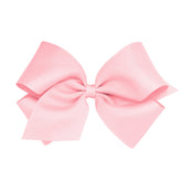 Wee Ones plain wrap grosgrain bow in light pink with secure WeeStay clip for all-day wear.