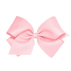 Wee Ones plain wrap grosgrain bow in light pink with secure WeeStay clip for all-day wear.