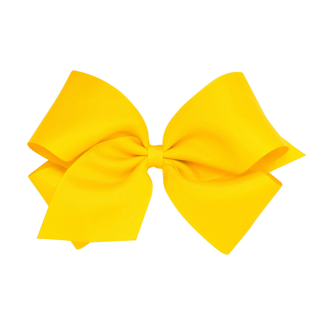 Wee Ones plain-wrap grosgrain bow in yellow with WeeStay clip for secure wear