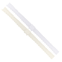 Wee Ones two-stretch satin headband in white with ruffle edge for gentle everyday wear.
