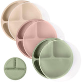 WeeSprout 3-pack plates with lids shown together for easy leftovers and organization