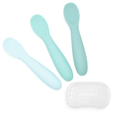WeeSprout baby spoons with carrying case for easy on-the-go self-feeding.