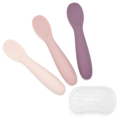 WeeSprout baby spoons collection with carrying case for easy on-the-go feeding.