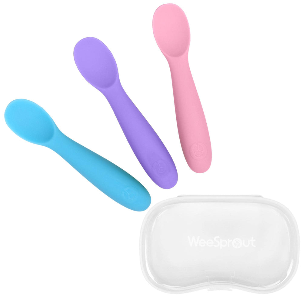 WeeSprout baby spoons set with case for organized travel and quick meals