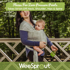 WeeSprout Baby Wrap Carrier one-size-fit-demo shows versatile wear for caregivers.