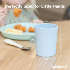 WeeSprout Bamboo Toddler Cups 10oz being held by toddler for easy independent drinking.