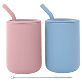 WeeSprout 4oz cups with straw and lid set showing compact toddler-friendly design for small hands.