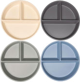 WeeSprout divided bamboo-melamine plate top view promotes independent self-feeding
