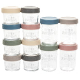 WeeSprout glass jars 4oz and 8oz set for batch meal prep with lids.