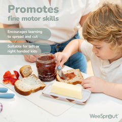 WeeSprout kids utensils set fork pink with easy-grip design for younger diners