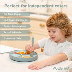 WeeSprout kids utensils set spoon pink with ergonomic handle for growing hands during meals
