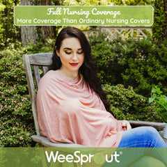 WeeSprout nursing cover providing full coverage during a feed.