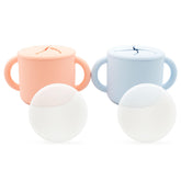 WeeSprout snack cups front view with lids for mess-free on-the-go snacking.