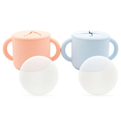 WeeSprout snack cups front view with lids for mess-free on-the-go snacking.