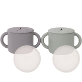 WeeSprout snack cups two-handles grip for easy toddler portability and independent snacking.