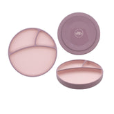 WeeSprout suction plate two-tone pink-purple with non-slip base for mess-free self-feeding