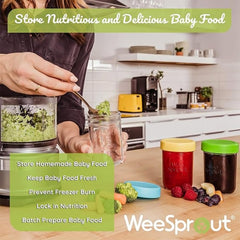WeeSprout thick glass containers with durable lids for long-lasting use.