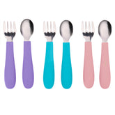 WeeSprout toddler utensils set - kid-friendly forks and spoons for independent self-feeding