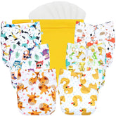 Wegreeco bright animals diapers pack with six patterns for stylish, reusable baby care.