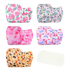 Wegreeco cloth diapers Pink Girly pattern with inserts offering gentle protection for every change.