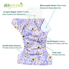 Wegreeco cloth diapers animals pattern showcases soft flexibility for active babies.