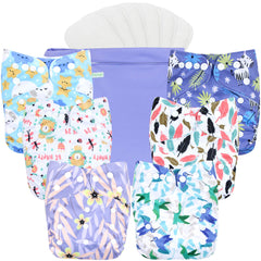 Wegreeco cloth diapers leaves pattern offers breathable exterior for baby comfort.