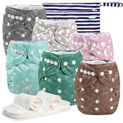 Wegreeco cloth diapers six-pack with patterns for stylish everyday diapering.