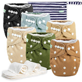 Wegreeco cloth diapers 6-pack with patterns for boys and girls, adjustable sizing for growing babies.