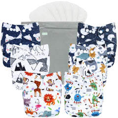 Wegreeco cloth diapers 6-pack with playful patterns for everyday comfort and stylish baby wear.