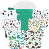 Wegreeco forest-pattern cloth diaper with adjustable snaps for growing babies