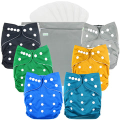 Wegreeco cloth diapers pack front view showing six diapers, ideal for everyday reuse