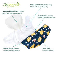 Wegreeco Dinosaur inserts provide soft, breathable absorption for everyday dryness.