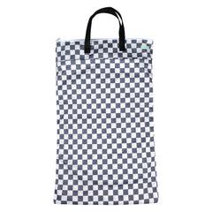 Wegreeco checkerboard grey hanging wet/dry bag dual pockets keeps items organized.