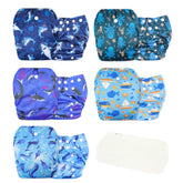 Wegreeco Ocean Adventure pack of diapers shown, durable fabric for long-term reuse
