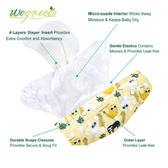 Wegreeco one-size adjustable snaps adapt from newborn to toddler use