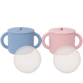 WeeSprout snack cups with two handles provide easy grip for little hands.