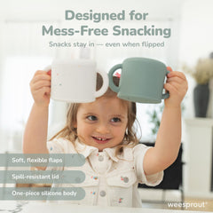 WeeSprout travel lids keep crumbs out of bags for mess-free outings.