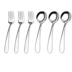 WEKTUNAA stainless steel kids spoon close-up shows smooth edges for safe feeding.