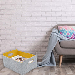 Welaxy curry storage bin folded compactly for easy storage when not in use.