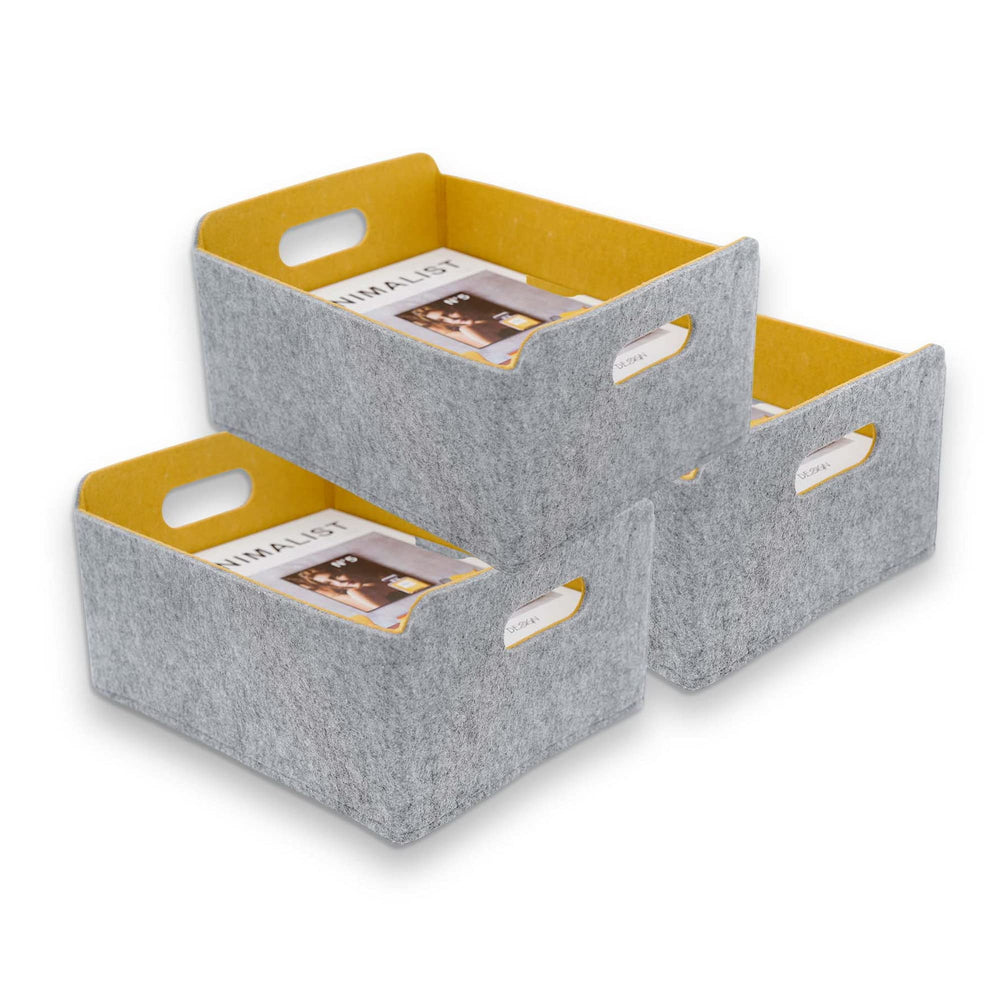 Welaxy curry storage bin outer grey on shelf for neat, modern organization.