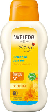 Weleda Calendula baby cream bath bottle shown for gentle cleansing and nourishment